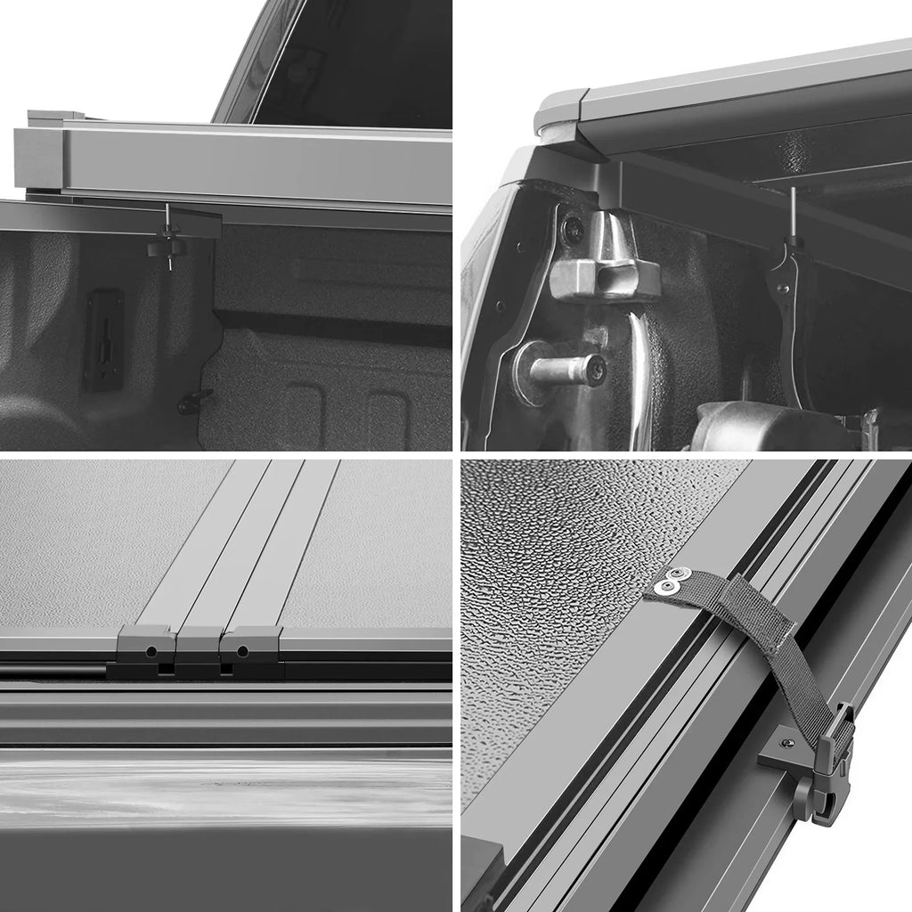 Kikito Professional FRP Hard Tri-Fold Truck Bed Tonneau Cover for 2003-2024 Ram 1500 2500 3500 6.4ft (74.6in) Bed Without | Rambox & Deckrail Sizeystem |