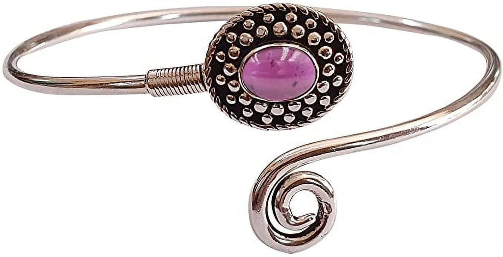 Handmade Cuff Bracelet For Women, Bohemian Tribal Design Sizeilver Plated Natural Real Red Garnet Gemstone Modern Designer Fashion Bracelet, Party Boho Jewelry