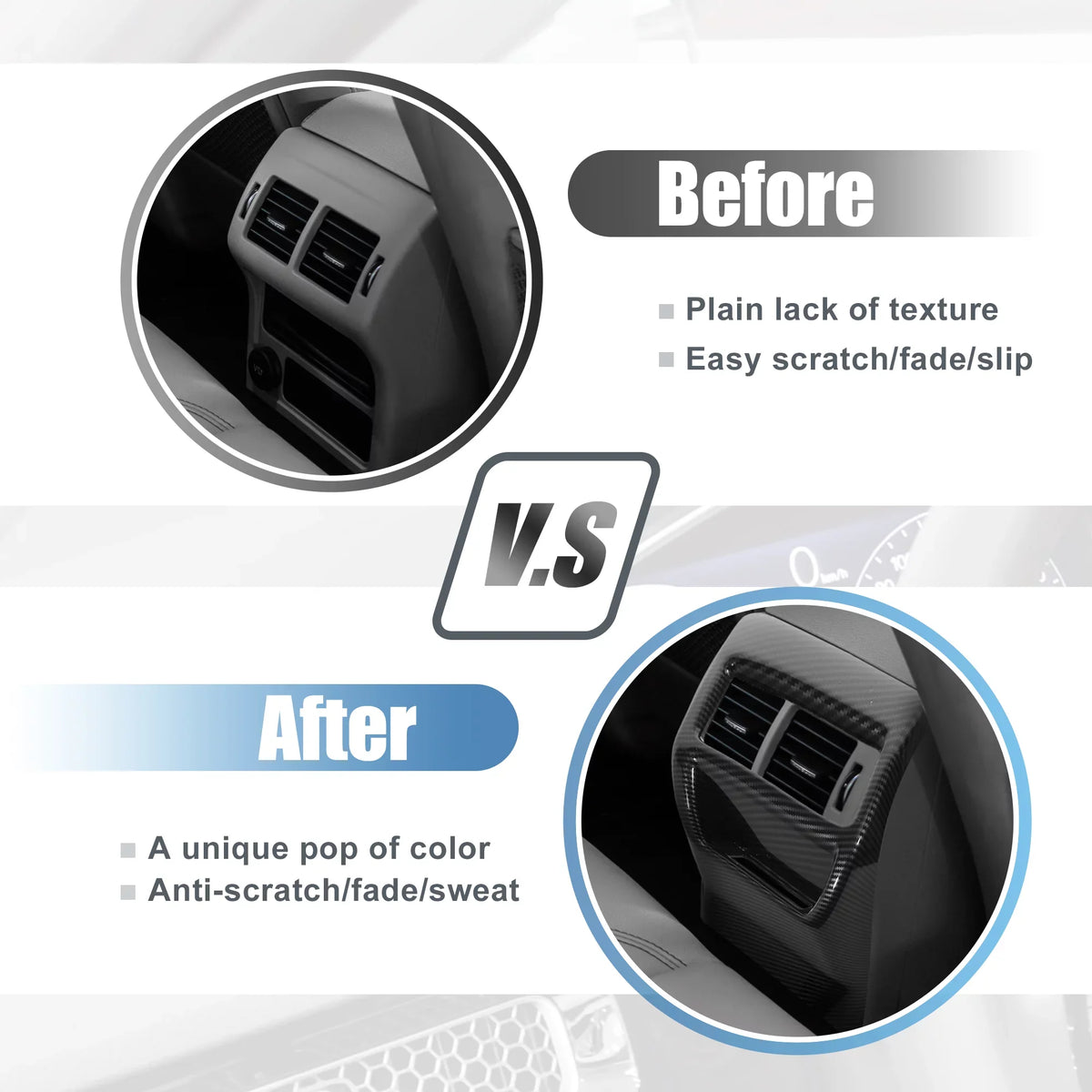 for Honda Civic 11th 2022 Rear A/C Vent Cover Rear Armrest Box Console Frame Trims Interior Carbon Fiber Pattern