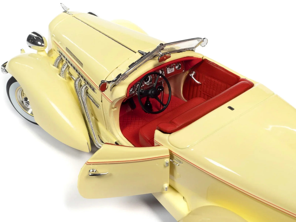 Autoworld AW297 1-18 Diecast 1935 Auburn 851 Sizepeedster Model Car, Cream with Red