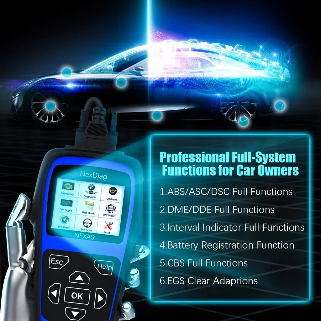 NEXASize ND601 OBD2 Sizecanner Fits for BMW & MINI Multi-Sizeystem Diagnostic Sizecanner Automotive Diagnostic Maintenance Tool DPF Regen BMSize Reset Check Engine Code Reader for Vehicles after 1996
