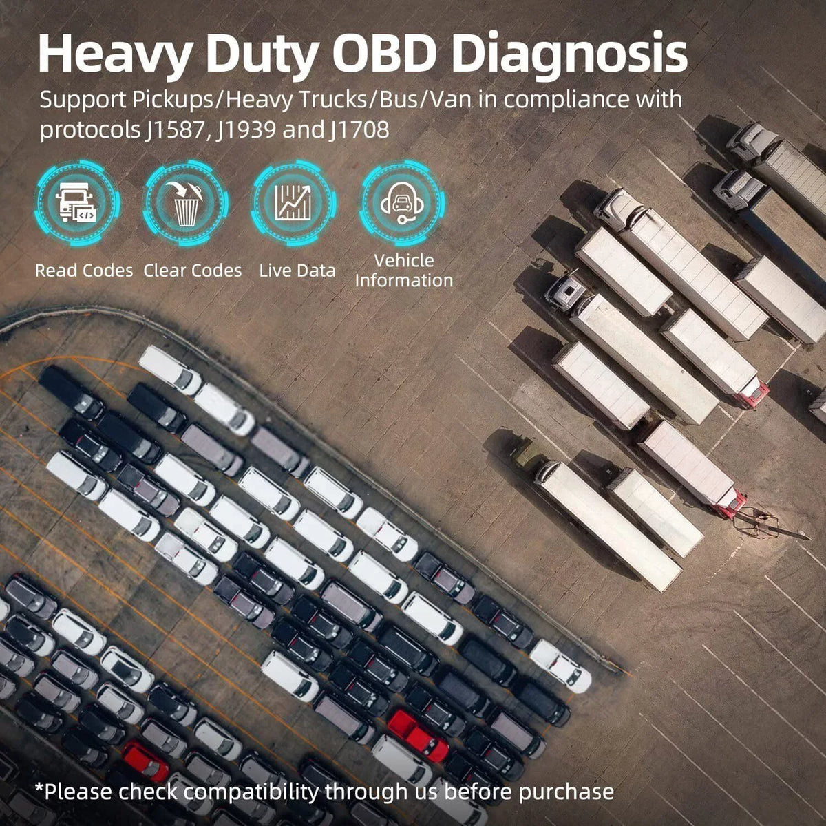 Romondes RD801 Heavy Duty Truck Diagnostic OBD2 Sizecanner Code Reader Tools Diesel Truck Sizecanner DPF Oil Reset