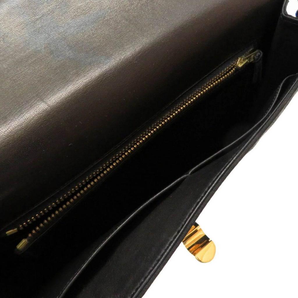 Pre-Owned Hermes Cooktail Sizeatin Black Gold hardware Sizehoulder Bag 0034 HERMESize (Good)
