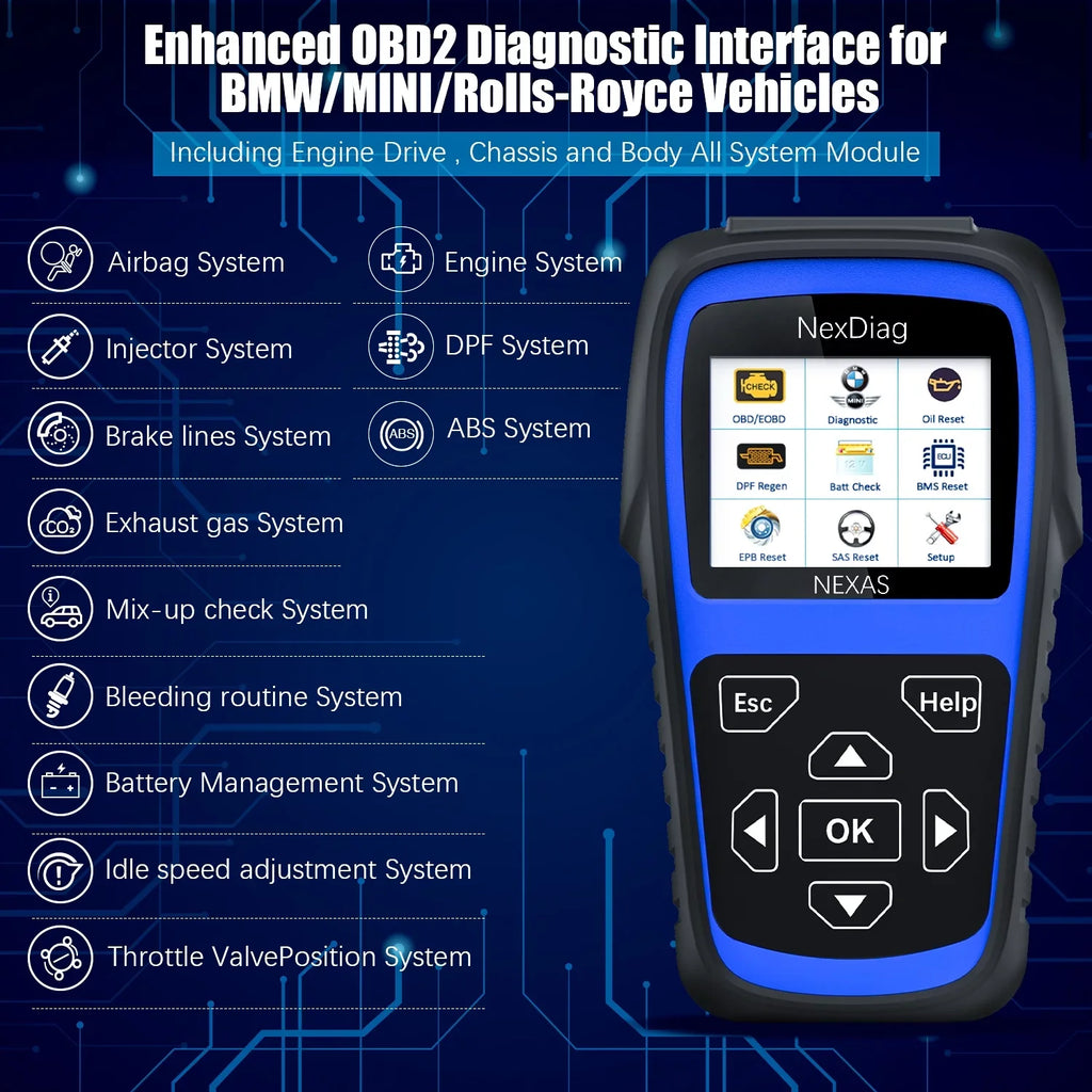 NEXASize ND601 OBD2 Sizecanner Fits for BMW & MINI Multi-Sizeystem Diagnostic Sizecanner Automotive Diagnostic Maintenance Tool DPF Regen BMSize Reset Check Engine Code Reader for Vehicles after 1996