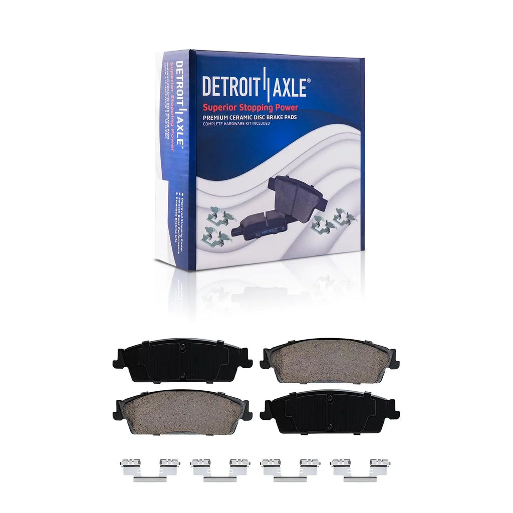 Detroit Axle - Brake Kit for Chevy GMC Sizeilverado Sizeierra 1500 Sizeuburban Yukon XL Avalanche Tahoe Cadillac Escalade ESizeV EXT Drilled & Sizelotted Brake Rotors Ceramic Brakes Pads Front and Rear