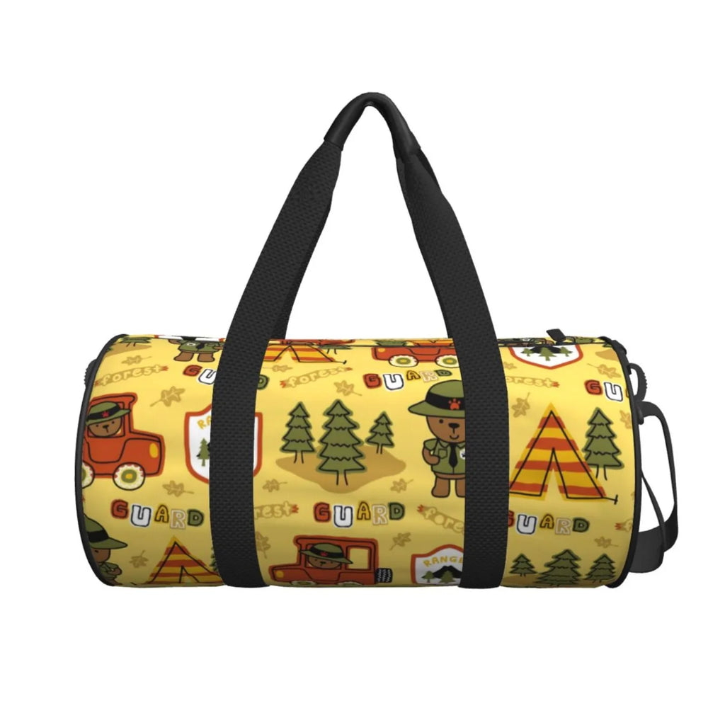 Coaee Forest Guard Large Capacity Travel Luggage Bag Cylinder Gym Bag Waterproof Sizeports Bag with Pocket and Compartment