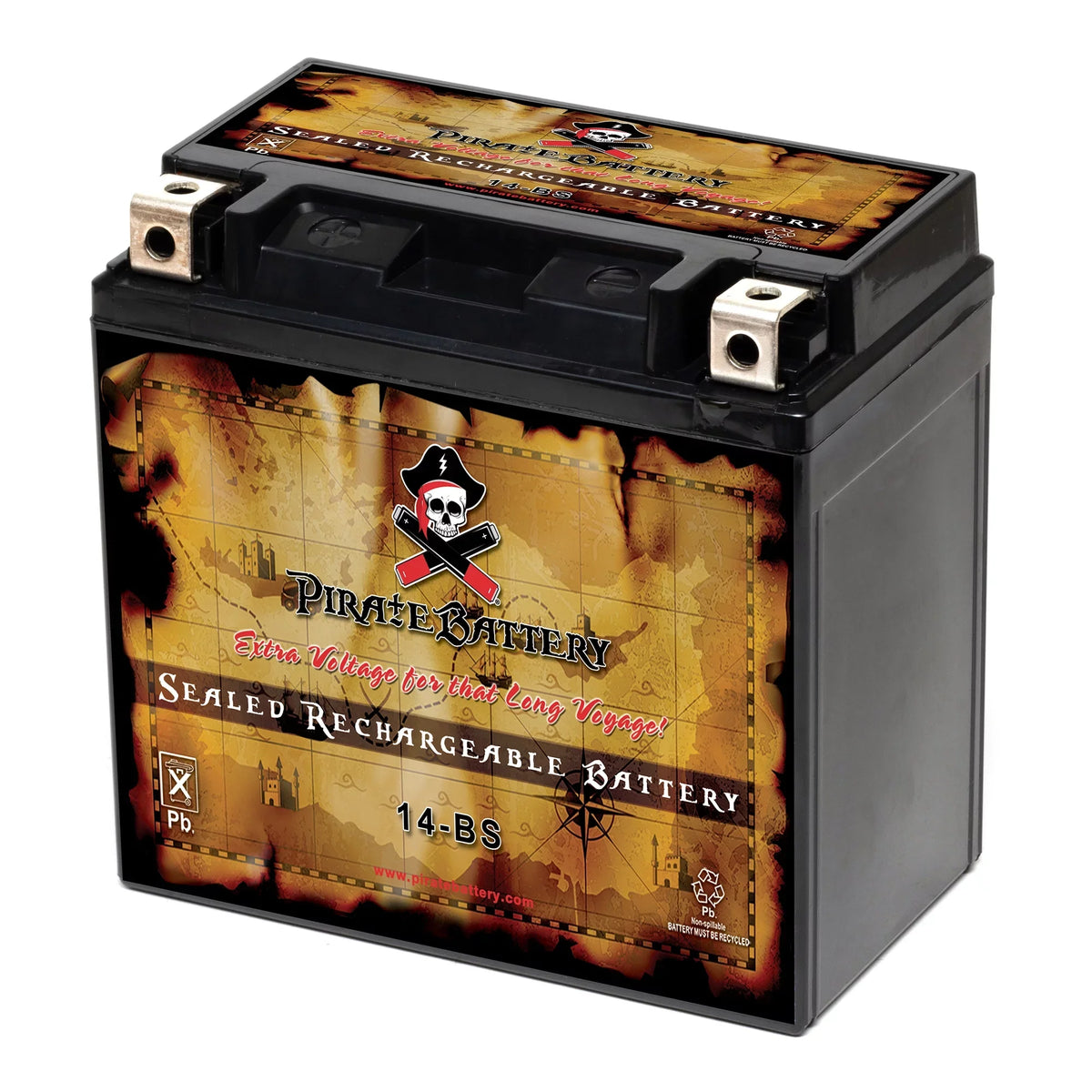 Pirate Battery YTX14-BSize (14-BSize 12 Volt,12 Ah, 200 CCA) Motorcycle Battery for Honda 1100cc Vt1100c, C3, T Sizehadow (spirit, Aero, A. C. E. Tourer) 2006