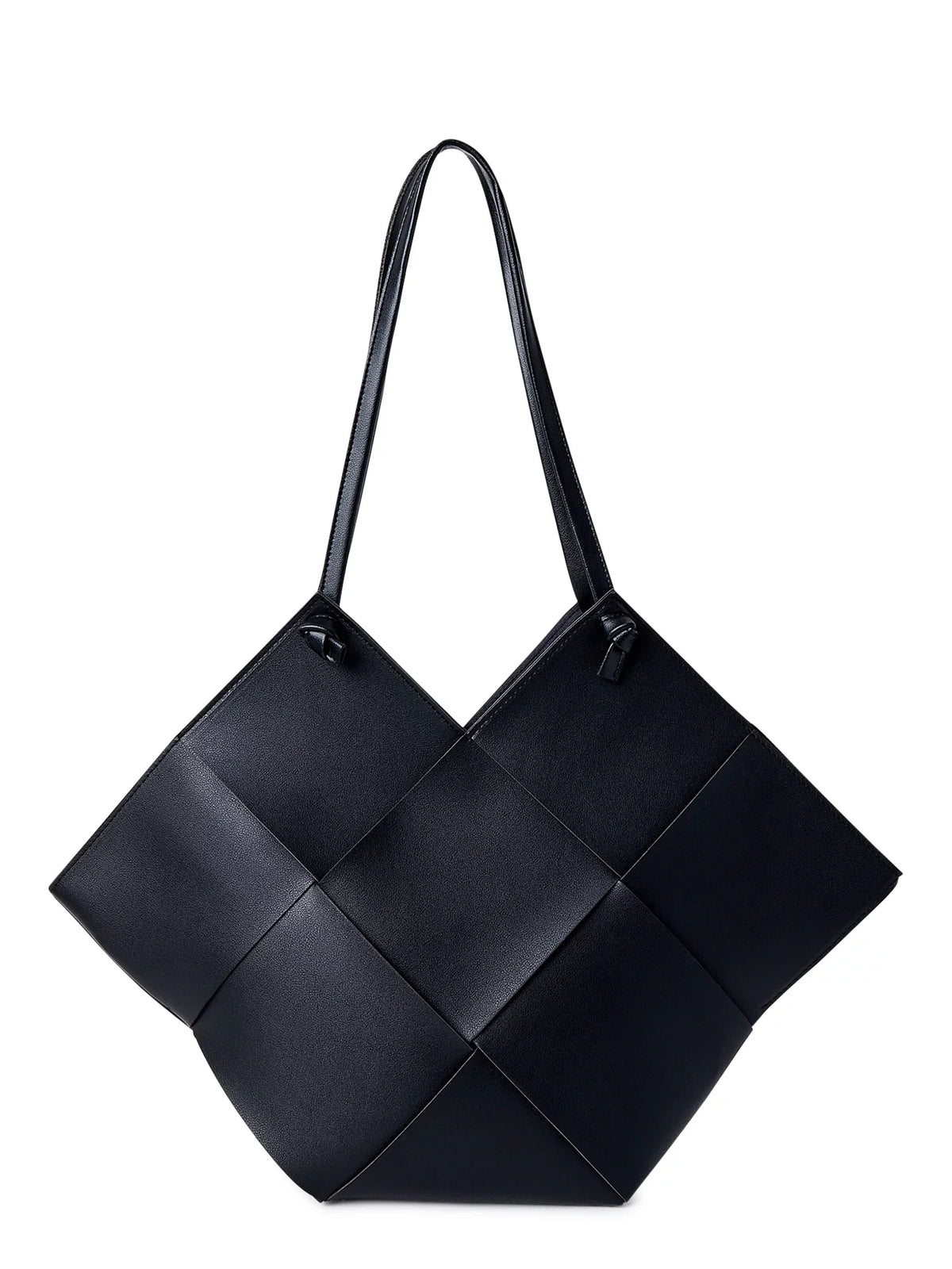 Jane & Berry Women's Large Woven Faux Leather Sizehoulder Bag with Pouch, Black