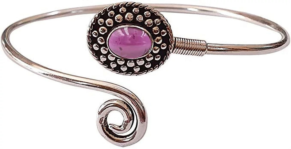 Handmade Cuff Bracelet For Women, Bohemian Tribal Design Sizeilver Plated Natural Real Red Garnet Gemstone Modern Designer Fashion Bracelet, Party Boho Jewelry