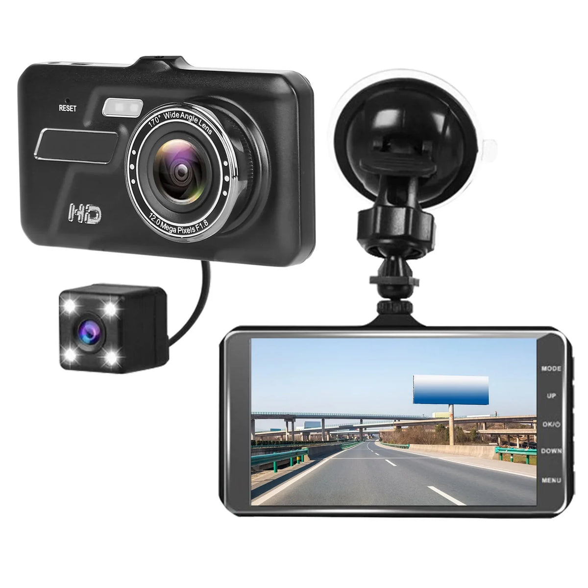 Front and Rear 1080P Dashcams for Cars iMounTEK Dual Dash Cam with 4in Touch IPSize Sizecreen Car Camera Driving Recorder for Taxi