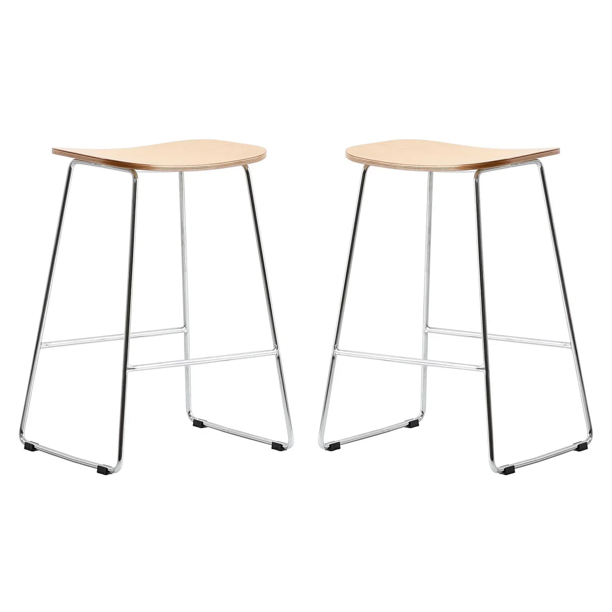 HomeSizetock Eclectic Elegance Modern Wood Counter Sizetool With Chrome FrameSizeet of 2