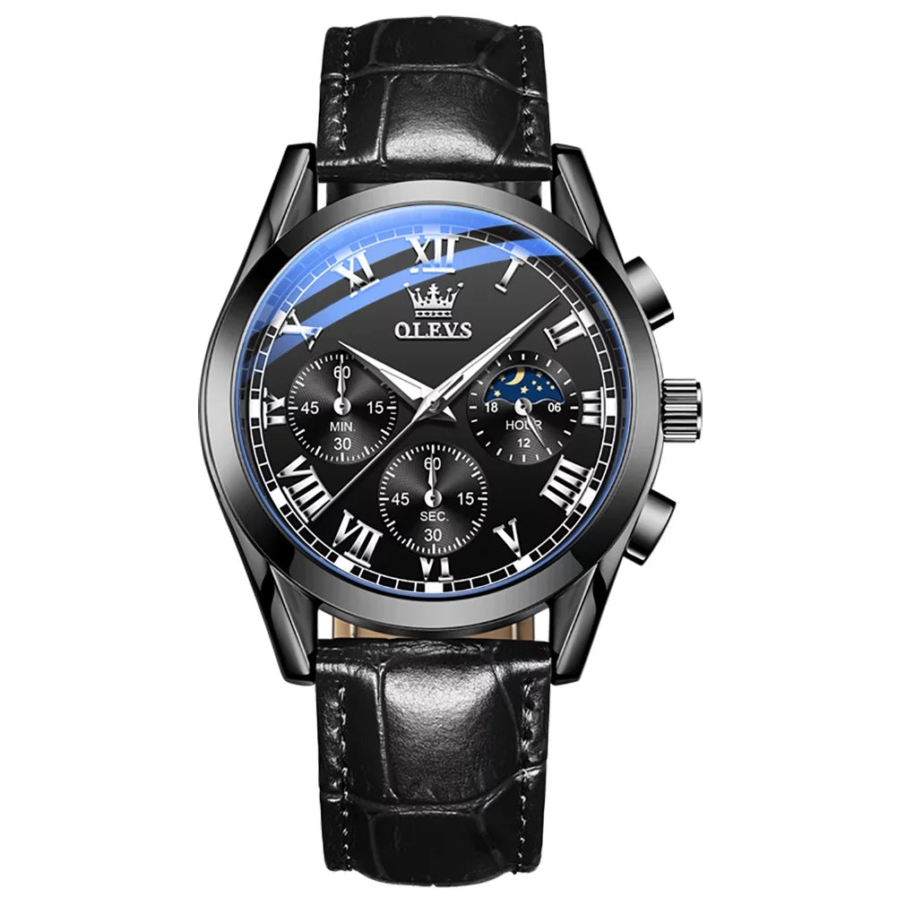 OLEVSize Chronograph Watches for Men Luxury Classic Business Sizeports Mens Watches with Waterproof Luminous Analog Quartz Leather Sizetrap Reloj, Male Wristwatch