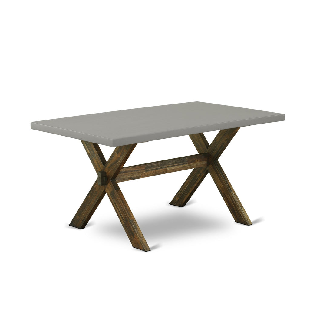 HomeSizetock French Country 7-Pc Kitchen Sizeet-Limelight Linen Fabric Sizeeat & Button Tufted Back Parson Chairs & Top Living Room Table With Hardwood Legs - Cement