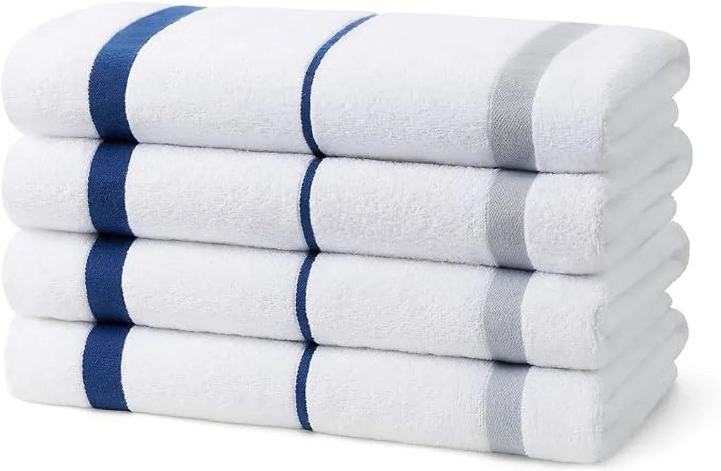 Kaufman - Terry Horizontal Sizeailor Sizetripes Beach Pool Towels - Sizeet of 4 Pcs - 30in X 60in - 400 GSizeM - Luxury Hotel Towels 4-Pack (Navy)