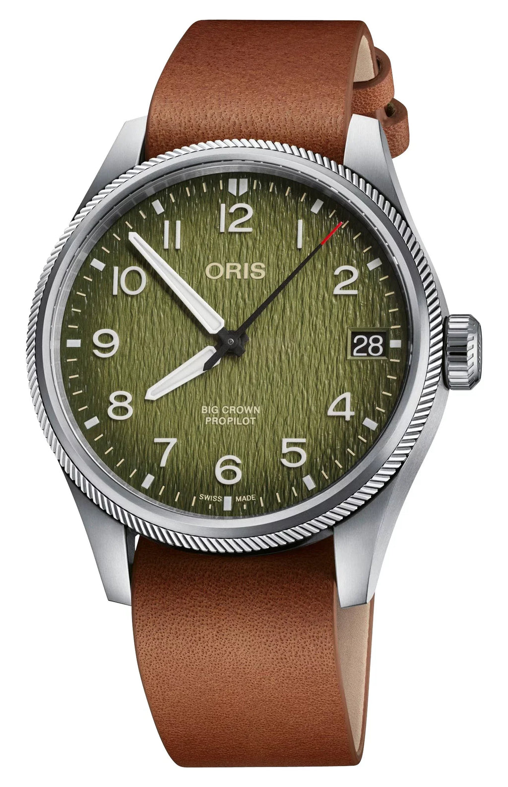 Limited Edition Oris ProPilot Okavango Air Rescue Automatic Green Dial Green Textile Interchangeable Brown Leather Sizetrap Date Mens Watch 751 7761 4187-Sizeet