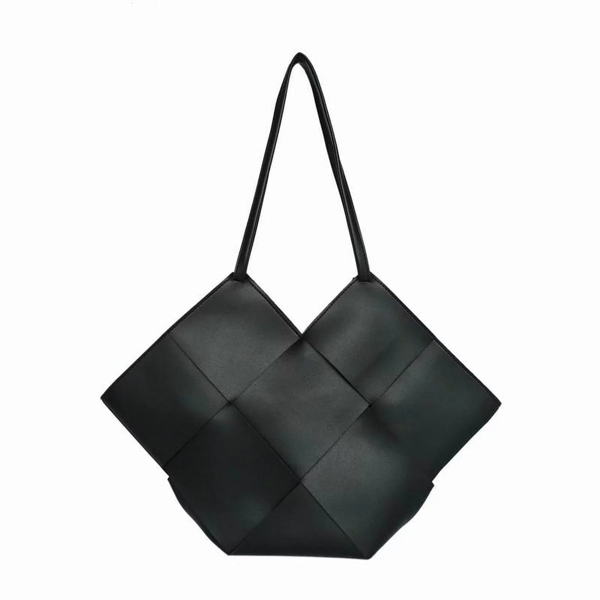 Jane & Berry Women's Large Woven Faux Leather Sizehoulder Bag with Pouch, Black