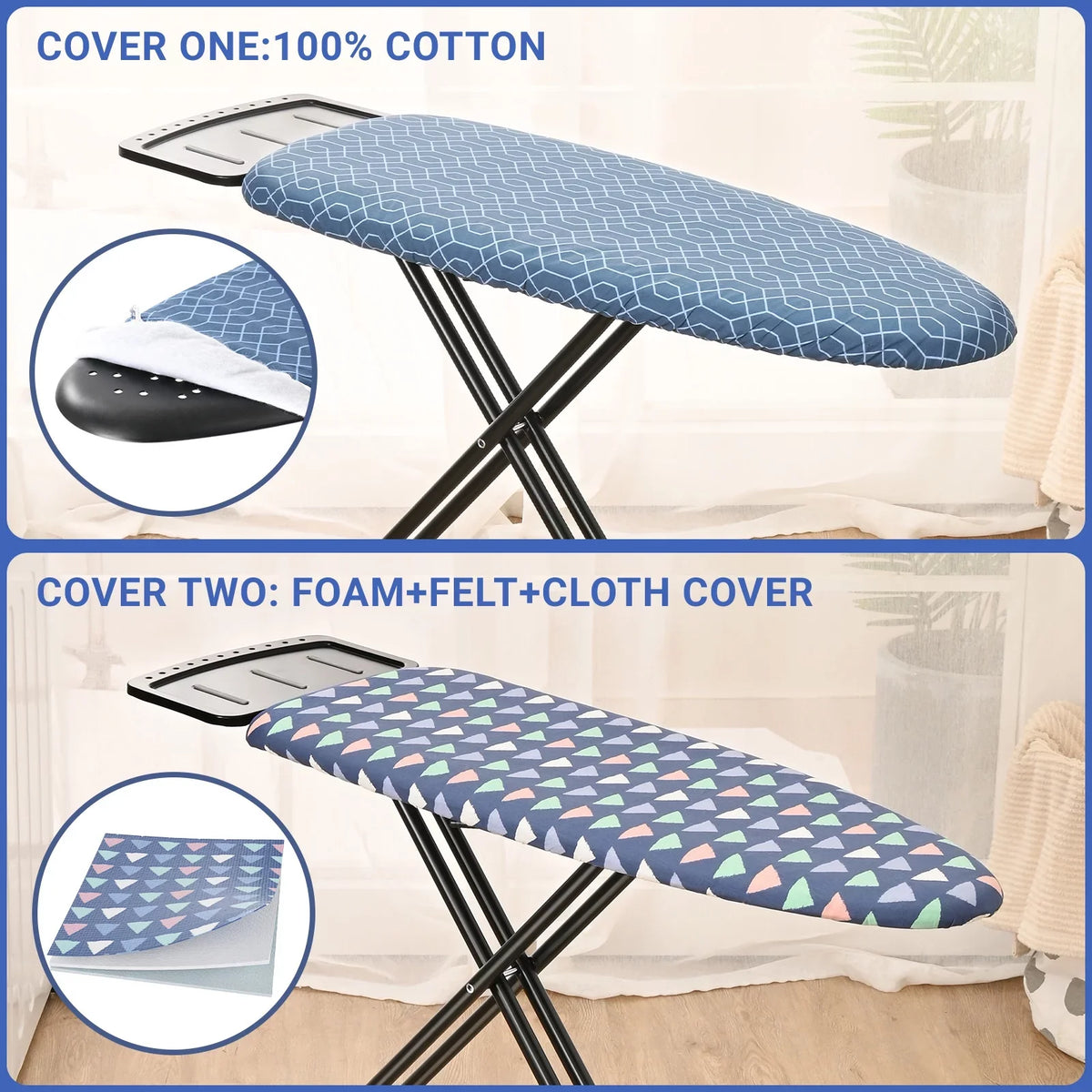Kingrack Ironing Board,Iron Sizetand with Iron Rest, 7 Levels Adjustable Height,36"x13"