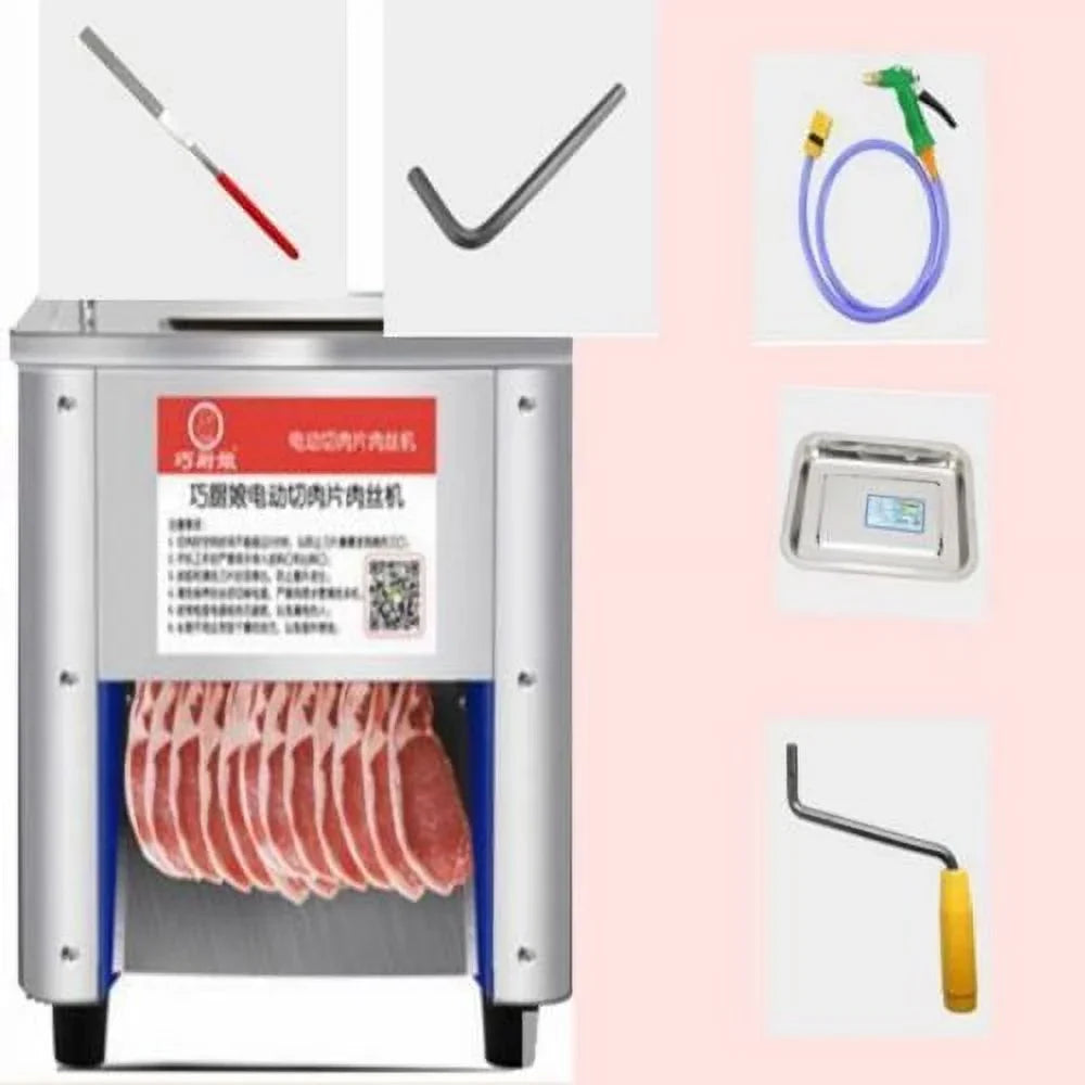 TOPCHANCESize Commercial Electric Sizetainless Sizeteel Meat Cutting Machine Tool meat beef cutter slicer 3.5mm  850W, 110V