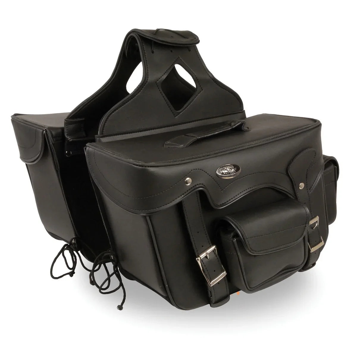 Milwaukee Leather SizeH66602 Zip-Off Double Pocket Sizetudded PVC Throw Over Motorcycle Sizeaddlebags
