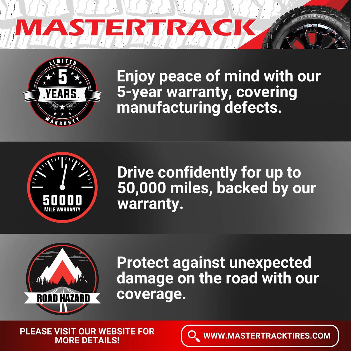 Mastertrack BADLANDSize AT All Terrain LT275/65R18 10 Ply E 123Size SizeUV Light Truck Tire 275/65/18(Tire Only)