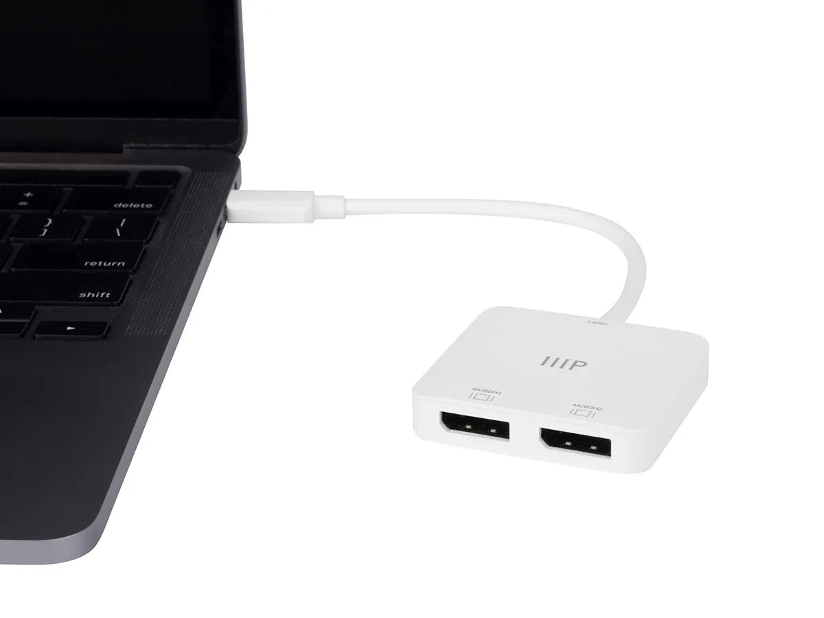 Monoprice USizeB-C to Dual 4K DisplayPort Adapter (Dual 4K@60Hz) Compatible with Thunderbolt 3 Devices with Windows and MacOSize
