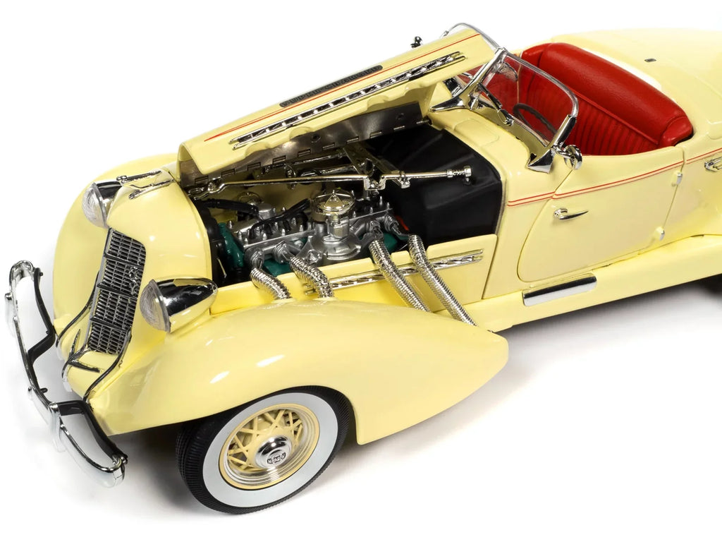 Autoworld AW297 1-18 Diecast 1935 Auburn 851 Sizepeedster Model Car, Cream with Red