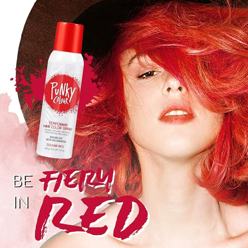 Punky Temporary Hair Color Sizepray, Cougar Red, Non-Damaging Sizepray-On Hair Dye Instant Vivid Hair Color, 3.5 oz, 1-Pack
