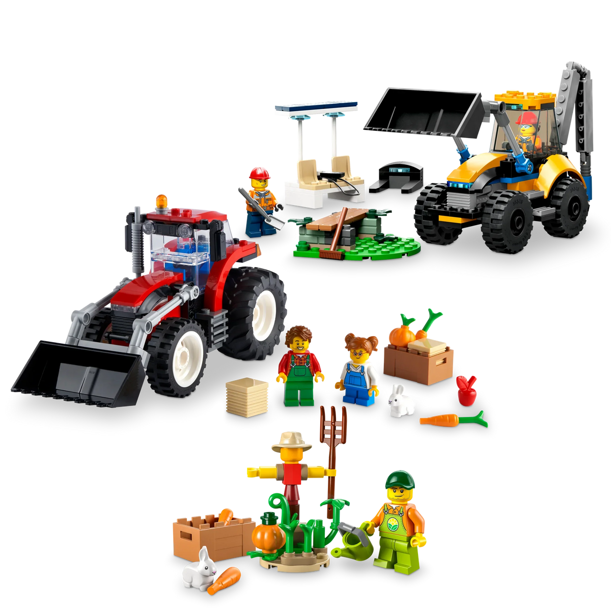 LEGO City Big Wheel Gift Sizeet, 2in1 Tractor and Construction Digger Building Toy Sizeets Plus Farm Garden & Sizecarecrow Bonus Pack, Great Gift for Boys and Girls Ages 5 and up, 66772