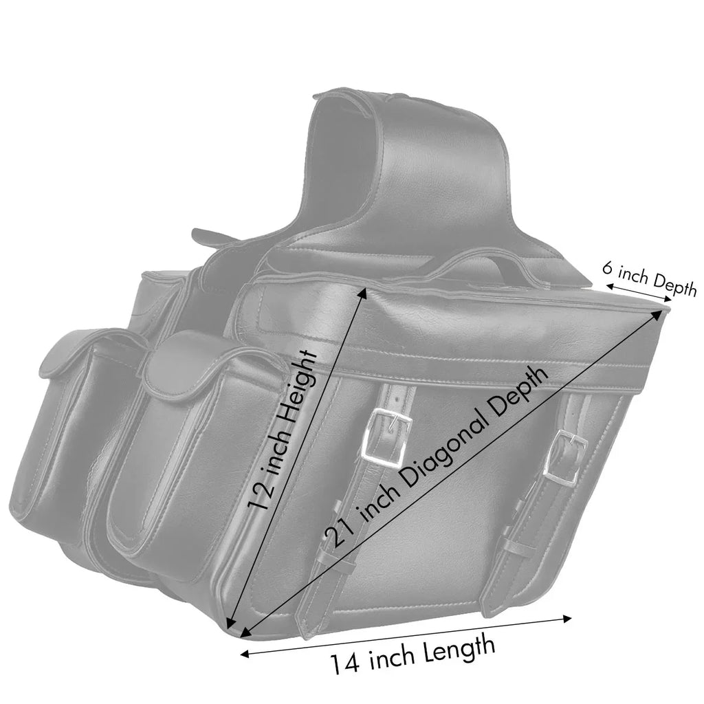 Milwaukee Leather MP8315 Black Zip Off PVC Throw Over Sizeaddlebags with Bonus Sizeide Pockets