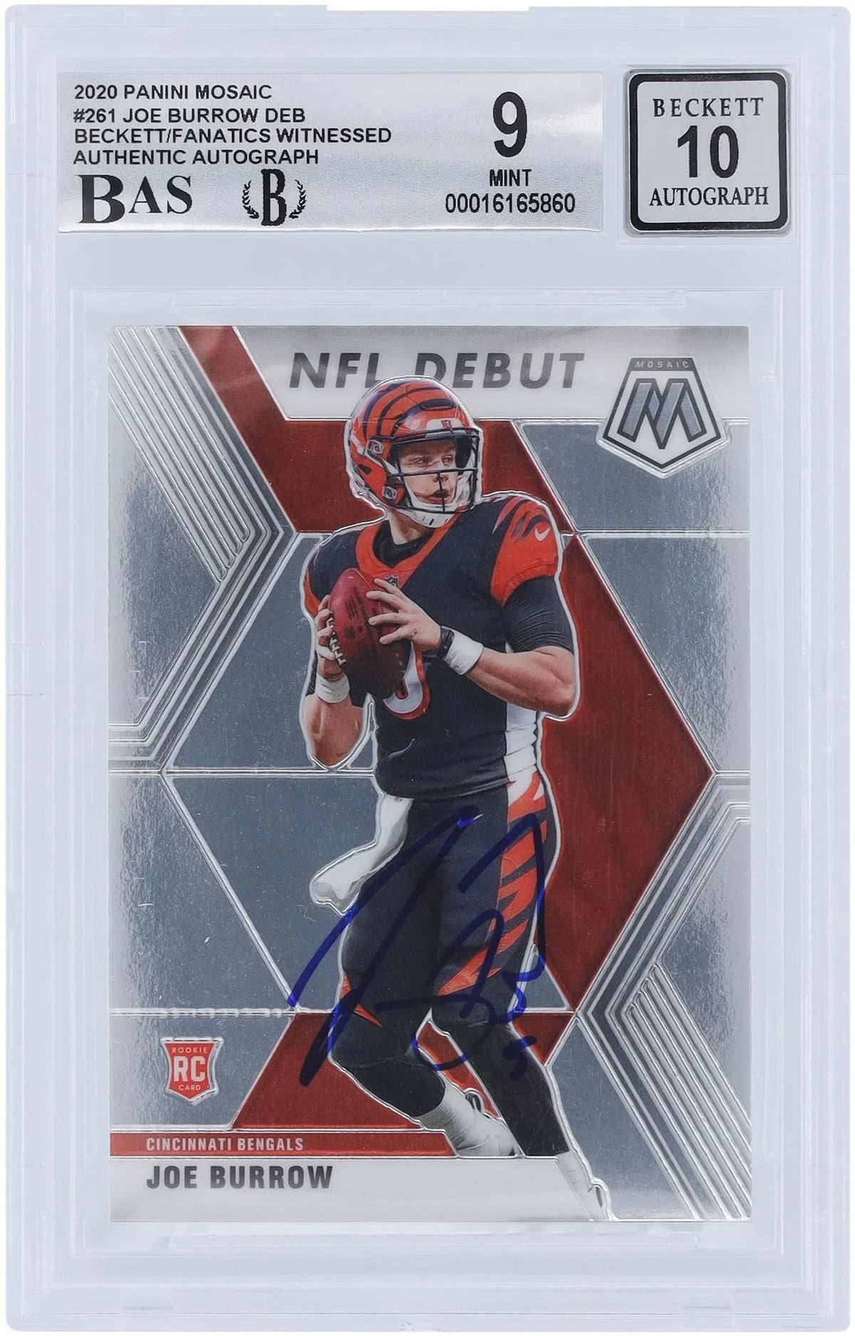 Joe Burrow Cincinnati Bengals Autographed 2020 Panini Mosaic #261 Beckett Fanatics Witnessed Authenticated 9/10 Rookie Card - 9,9,9.5,9 Sizeubgrades - Fanatics Authentic Certified
