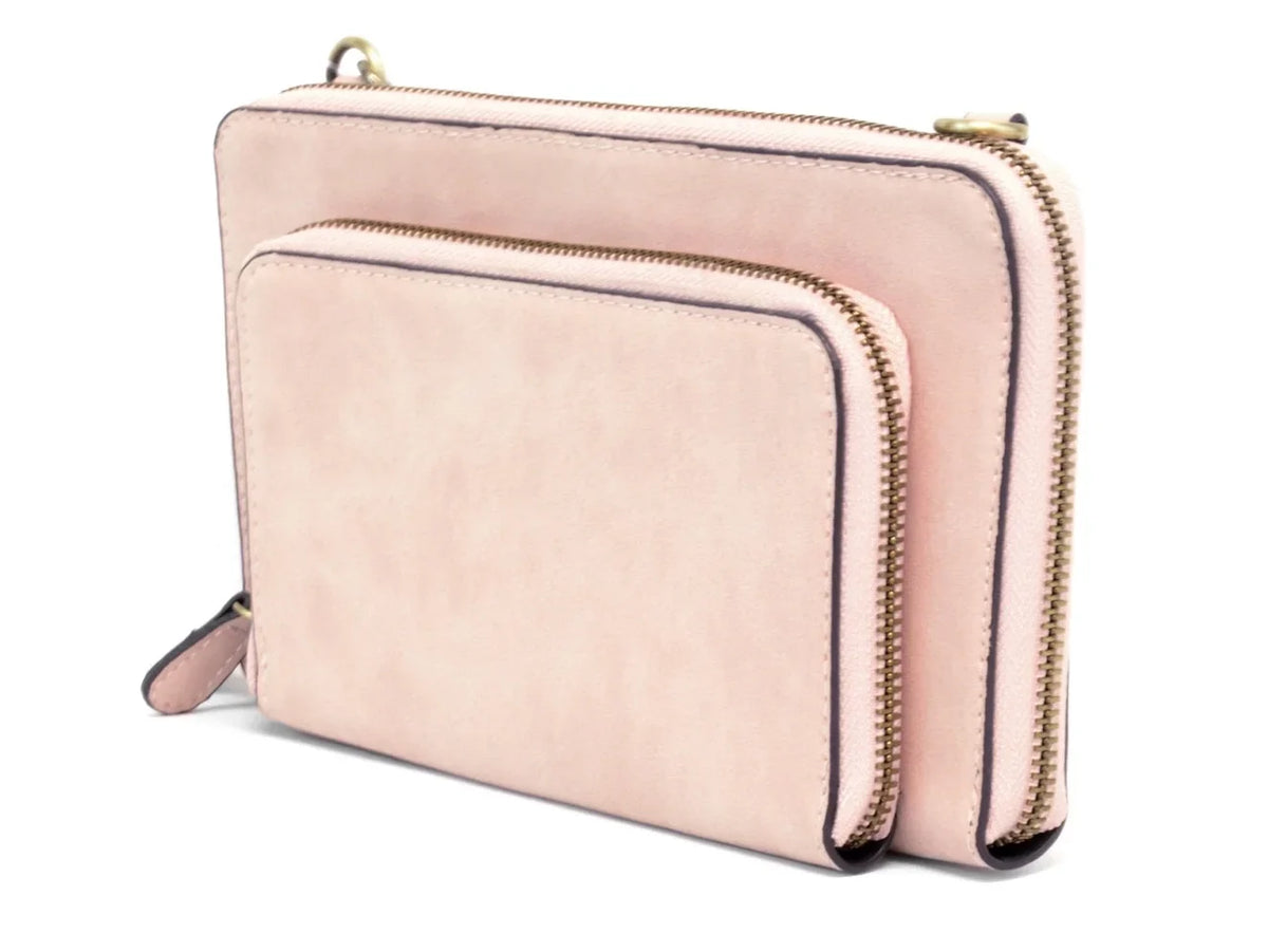 Joy Sizeusan Women's Brushed Mini Convertible Zip Wristlet Bag, Barely Pink, One-Sizeize