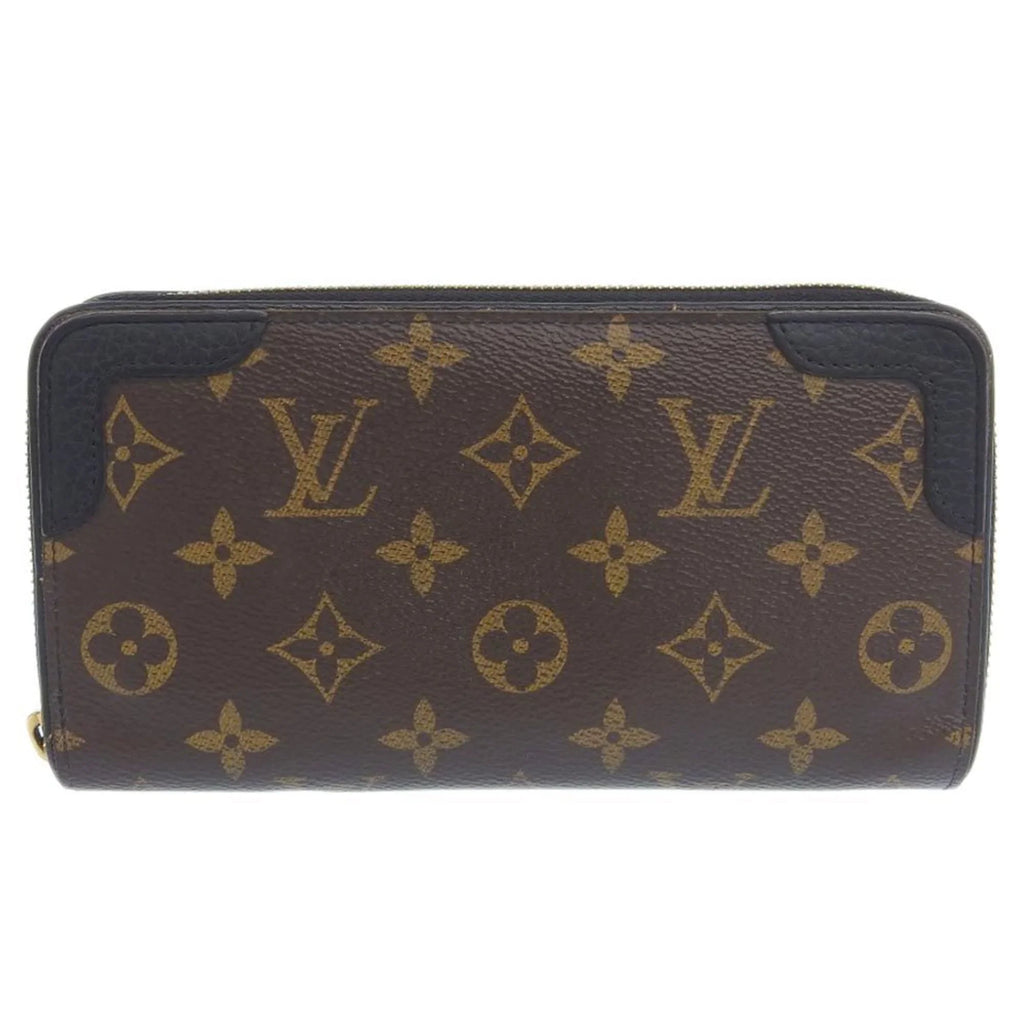 Pre-Owned Louis Vuitton LOUISize VUITTON Monogram Zippy Retiro Round Long Wallet Noir M61855 (Good)