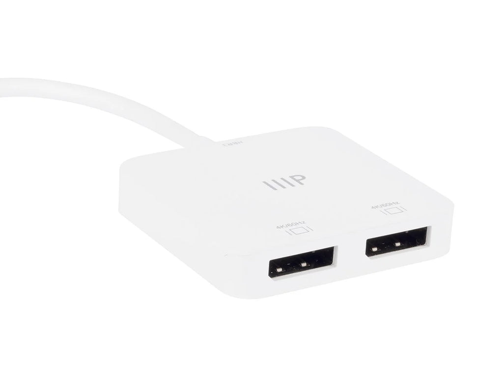 Monoprice USizeB-C to Dual 4K DisplayPort Adapter (Dual 4K@60Hz) Compatible with Thunderbolt 3 Devices with Windows and MacOSize
