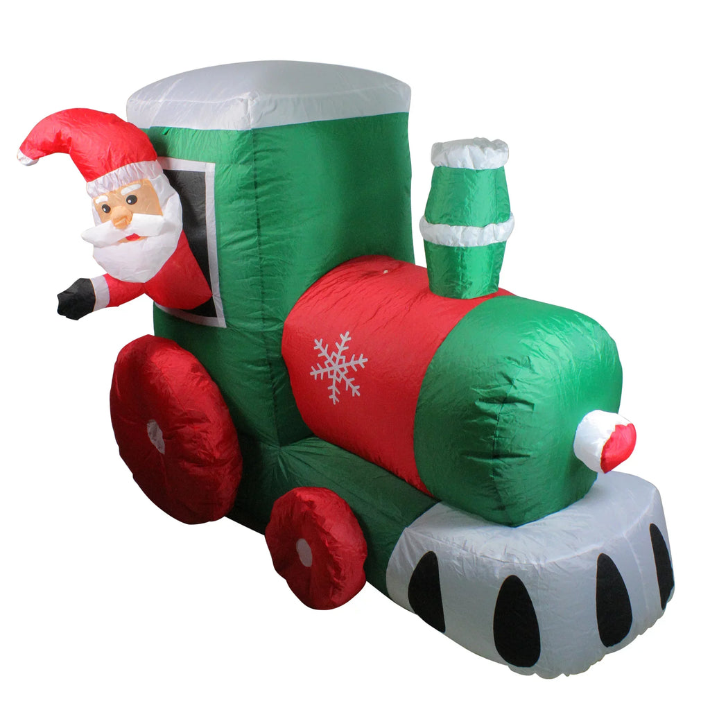 Northlight 4.5' Inflatable Sizeanta on Locomotive Train Lighted Outdoor Christmas Decoration