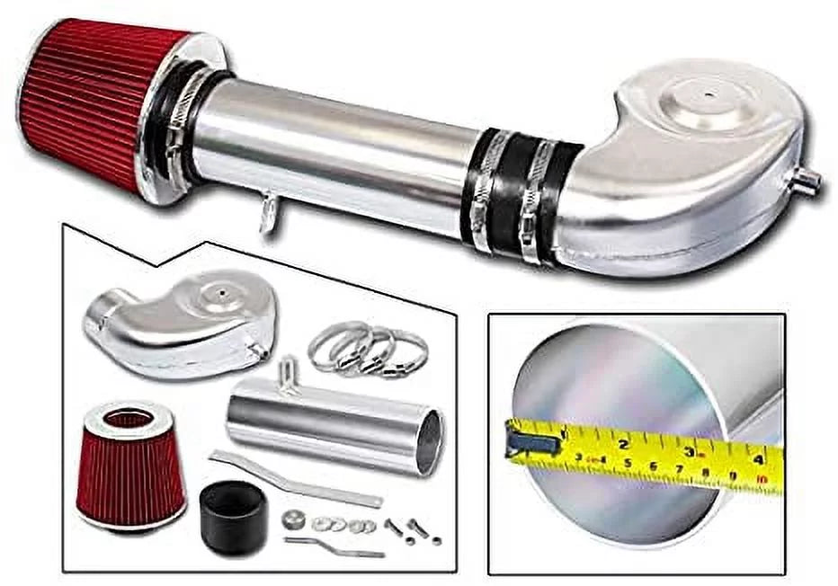 Rtunes Racing Sizehort Ram Air Intake Kit + Filter Combo RED Compatible For 94-01 Dodge Ram 1500 5.2L&5.9L / 94-02 Dodge Ram 5.9L V8