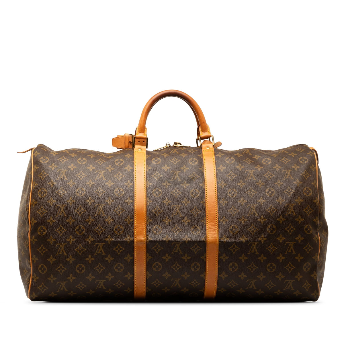 Pre-Owned Authenticated Louis Vuitton Monogram Keepall 60 Canvas Brown Travel Bag WeekenderBag Unisex (Fair)