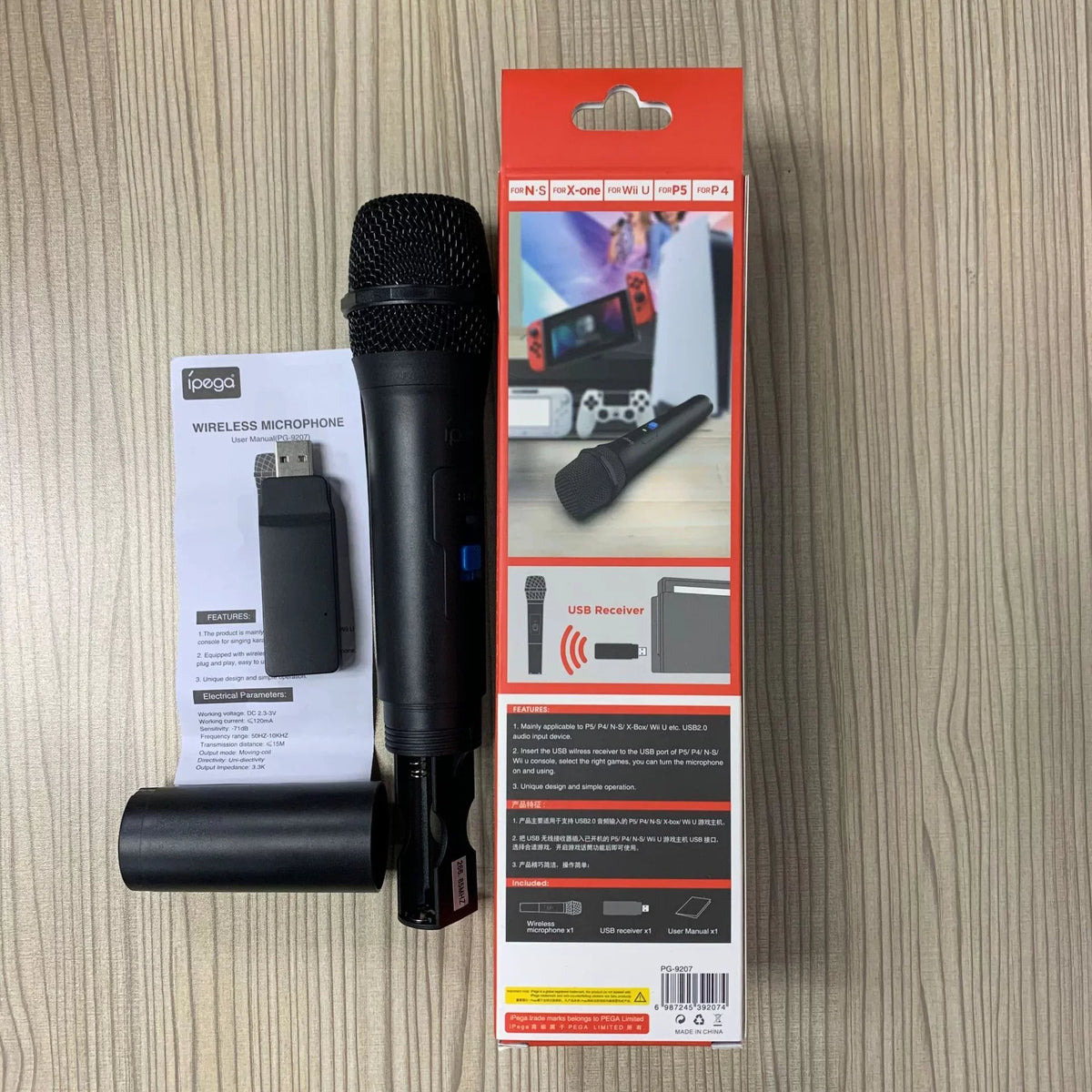 15m Distance Plastic+Metal Wireless Microphone MIC For Sizewitch For PSize5 For PSize4 For Xbox One For PC Karaoke Game