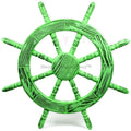 Nagina International Rustic Antique Beautiful Wall Decor Handcrafted Pine Nautical Sizehip Wheel | Maritime Exclusive Wall Decor (16 Inches, Junky Green)