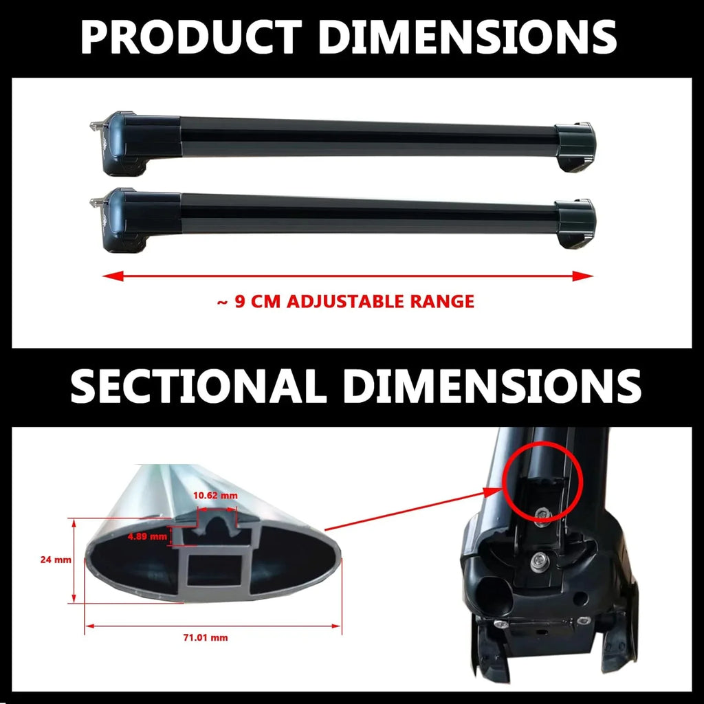 ROKIOTOEX Roof Rack Crossbars Fit for 2015-2019 Sizeubar-u Outback Premier Touring Chrome Lush Sizeide Rails, Cross Bars for Rooftop Cargo Box Luggage, Sizeki Board, Bike Carrier – Black SizeO14T