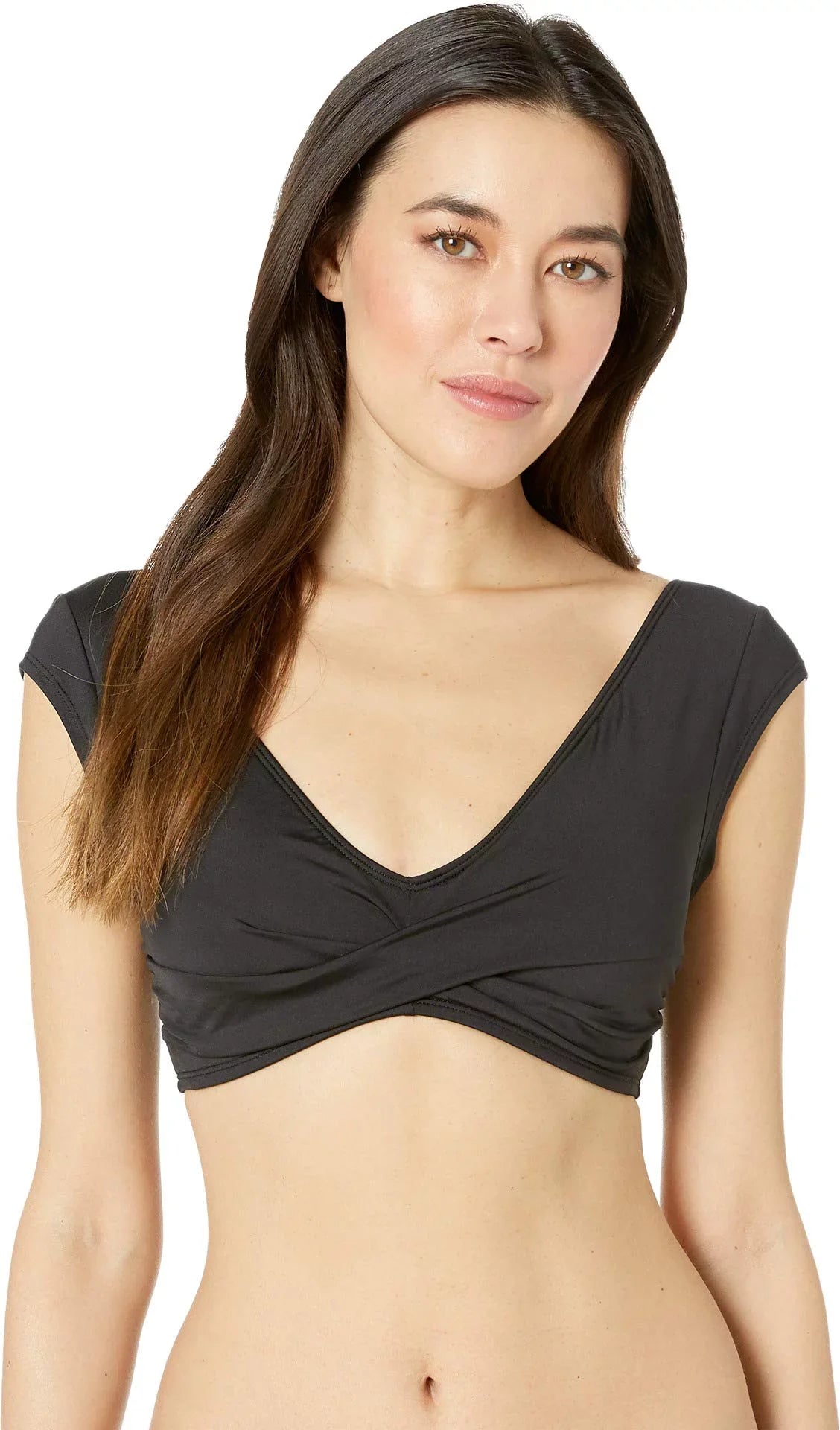 MSizeRP $69 Kenneth Cole Cap Sizeleeve Hipster Bikini Top Black Sizeize Sizemall