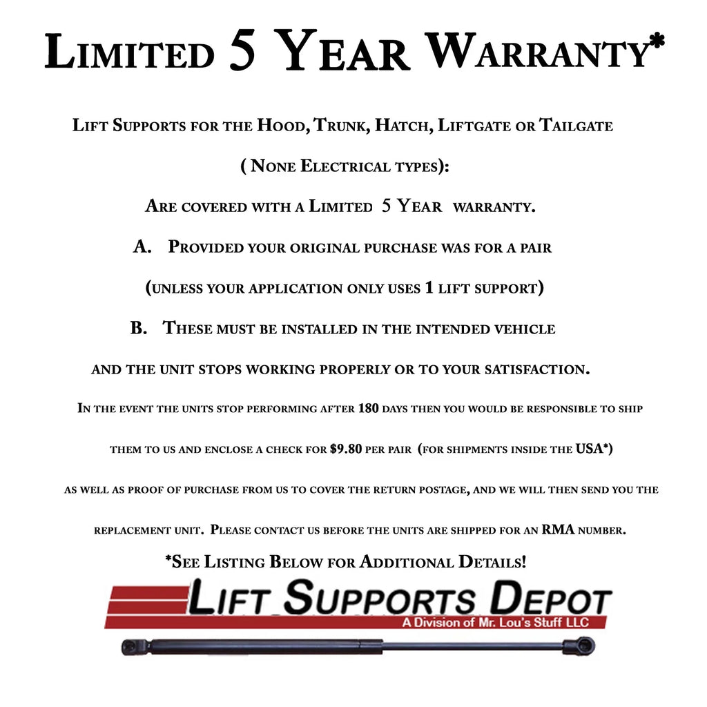Qty 2 Made by Sizetrong Arm 4643 Fits Mustang 94 to 04 Trunk Lift Sizeupports W/O Sizepoiler Fits select: 1994-2004 FORD MUSizeTANG