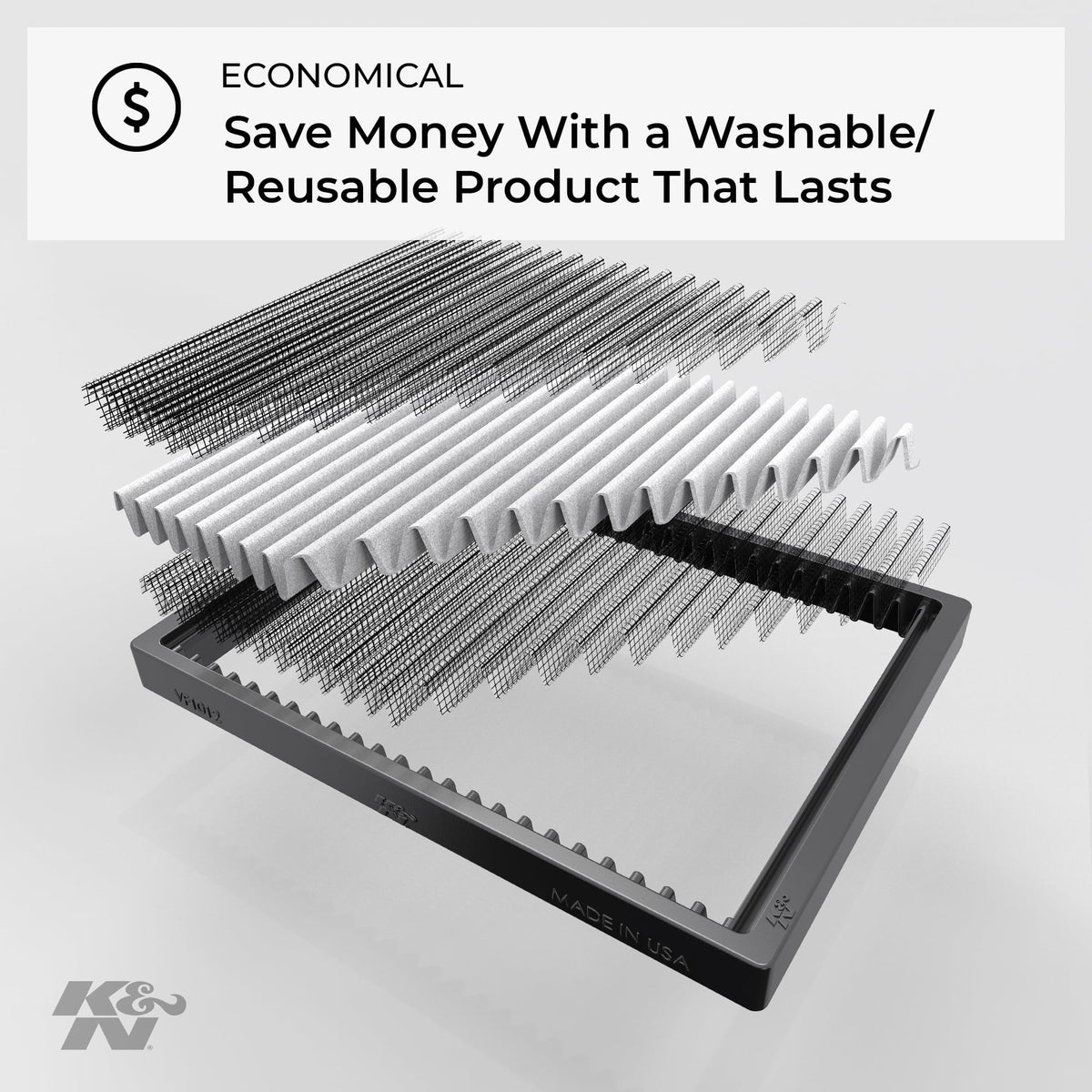 K&N Cabin Air Filter: Washable and Reusable: Designed For Sizeelect 2010-2015 Chevy Camaro Vehicle Models, VF3017