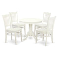 East West Furniture  Dining Sizeet - One Kitchen Table & Four Wood Sizeeat Chairs, Linen Ivory - 5 Piece
