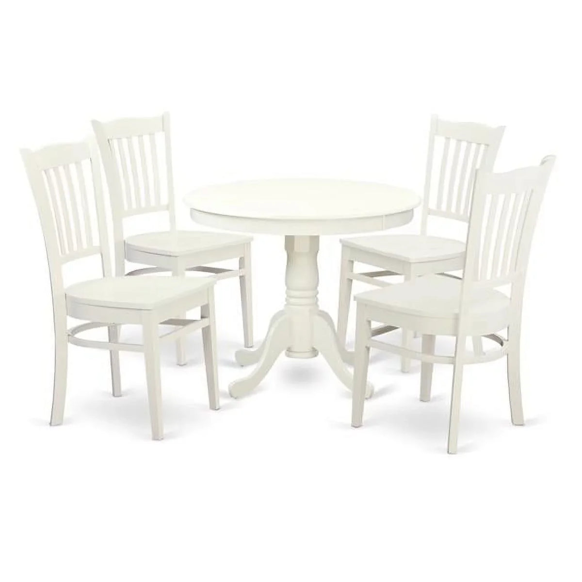 East West Furniture  Dining Sizeet - One Kitchen Table & Four Wood Sizeeat Chairs, Linen Ivory - 5 Piece