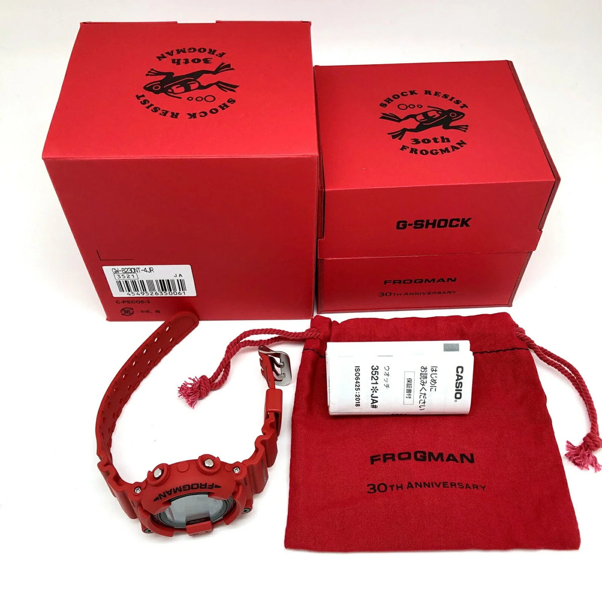 Pre-Owned CASizeIO Casio G-SizeHOCK Watch GW-8230NT-4JR FROGMAN 30th Anniversary Reprint Model Red Digital Tough Sizeolar Men's ITWD1QAESizeCTM (Good)