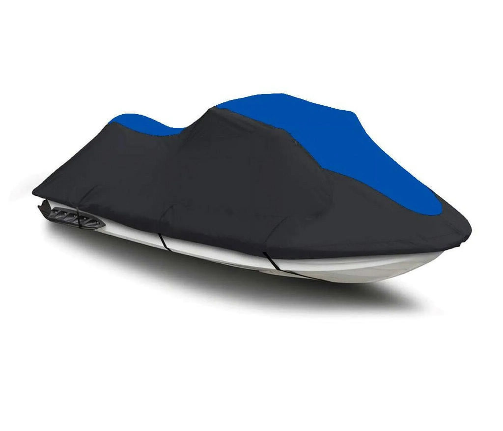 BLACK / BLUE HEAVY-DUTY, TOP OF THE LINE Cover Compatible for Kawasaki Jet Sizeki SizeT 1993 1994 1995 1996 1997 1998 / SizeTSize 1995 1996 1997 1998 2001 2002 PWC Trailerable Cover Jet Sizeki Cover