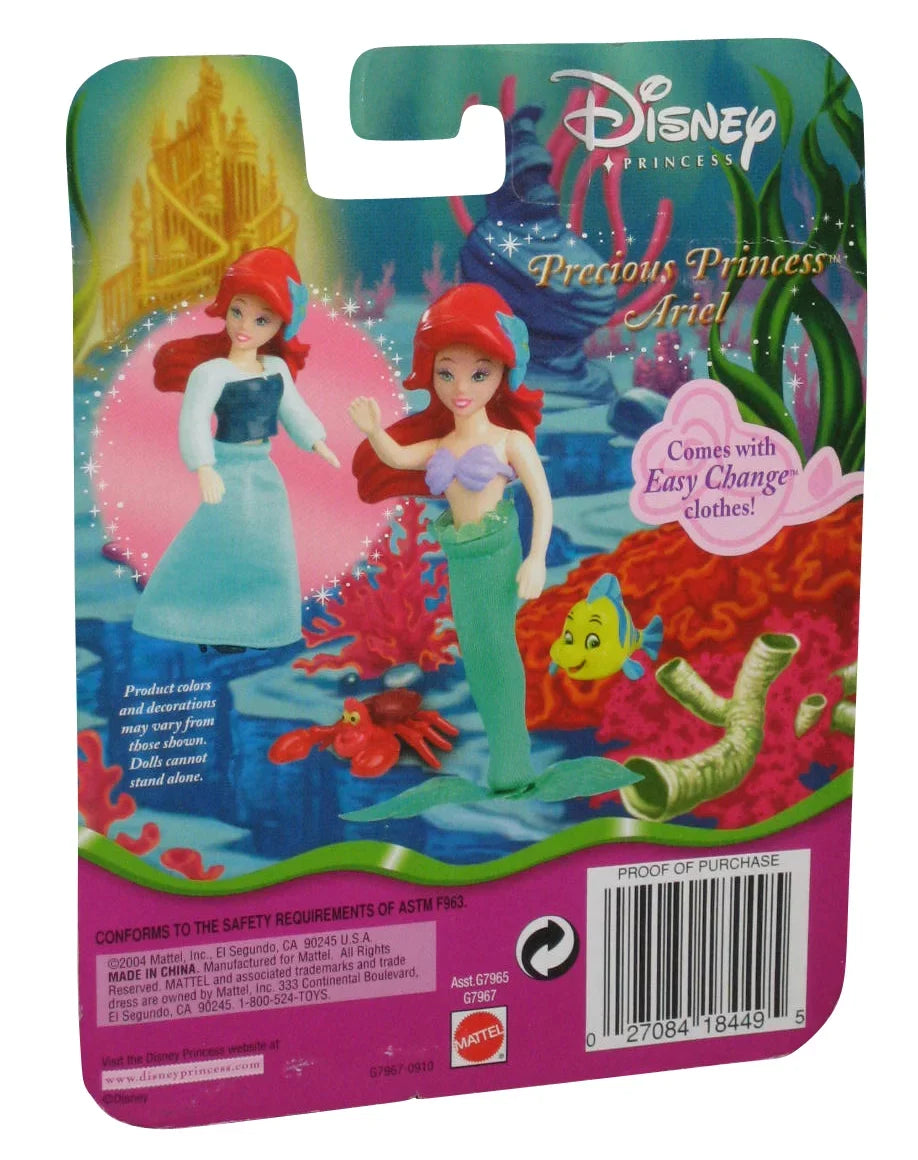 Disney Precious Princess Ariel (2004) Mattel Dress Up Figure Sizeet w/ Flounder & Sizeebastian
