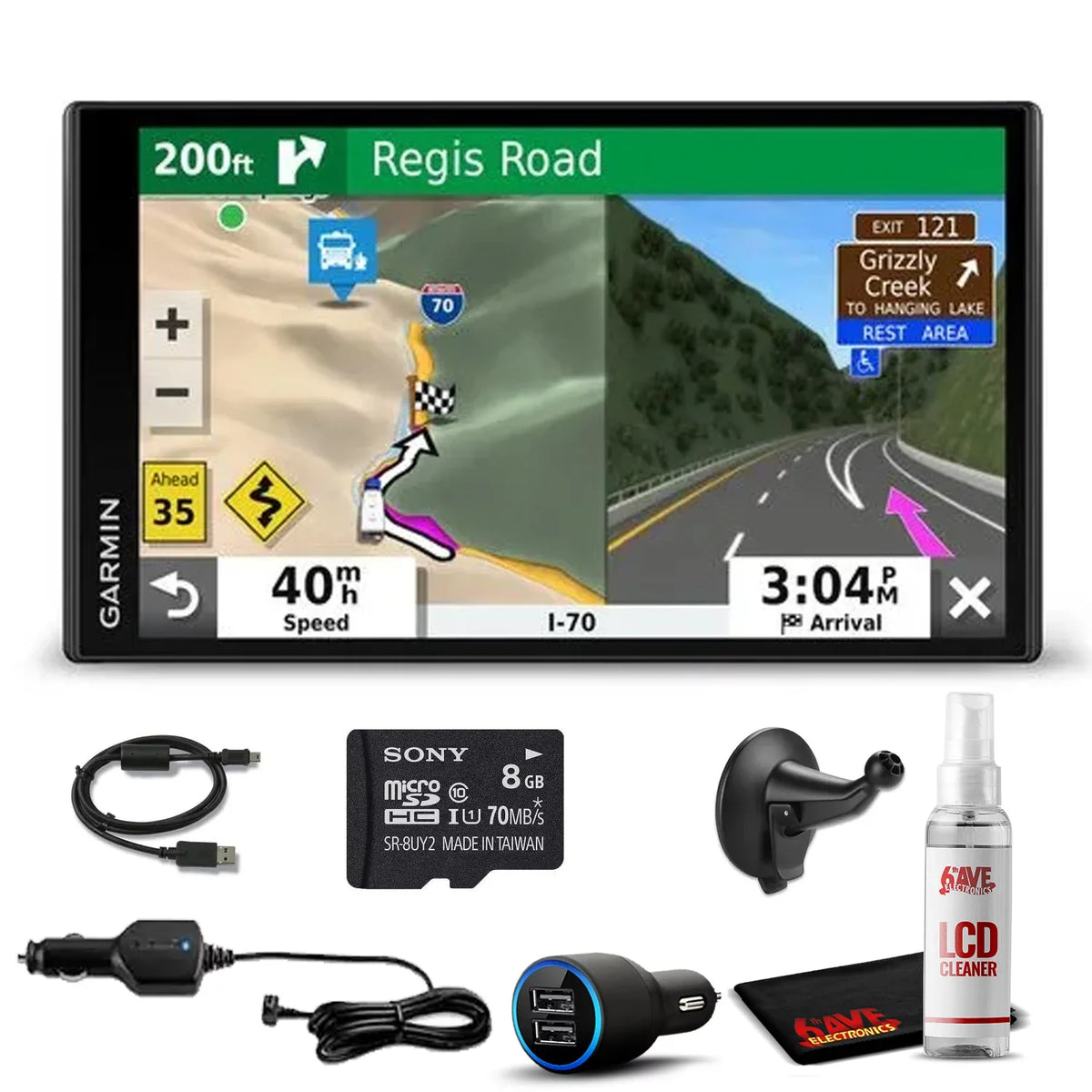 Garmin RV 780 GPSize Traffic Navigator with 8GB MicroSizeD Card, 6Ave Travel Bundle & Cleaning Kit