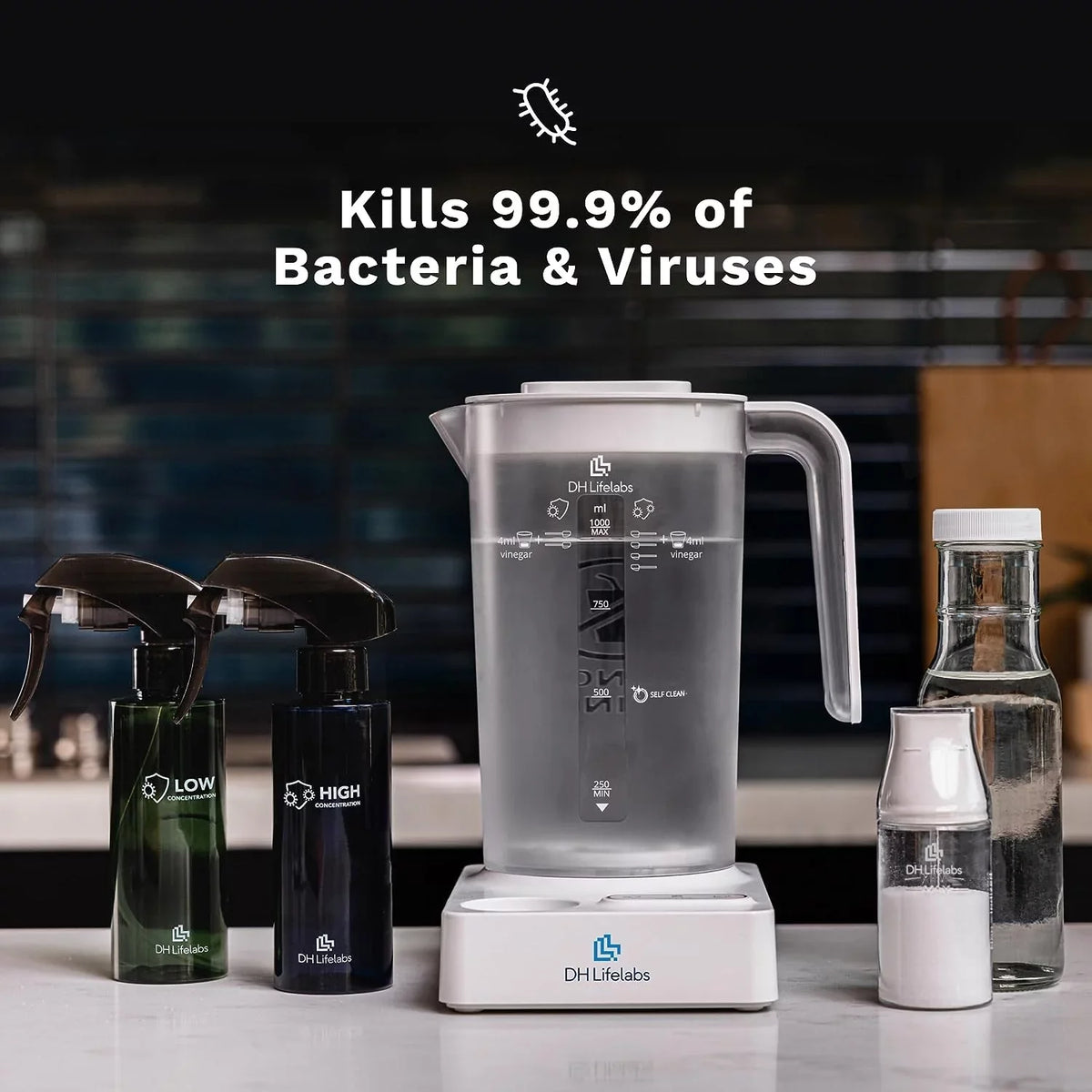 DH Lifelabs | Aaira Sizeurface Multi - Purpose Cleaning & Disinfectant HOCL Generator | Eliminates 99.9% of Germs | Odor Eliminator Mold Mildew Pets Sizemoking | Create Household Cleaner Sizeupplies at Home