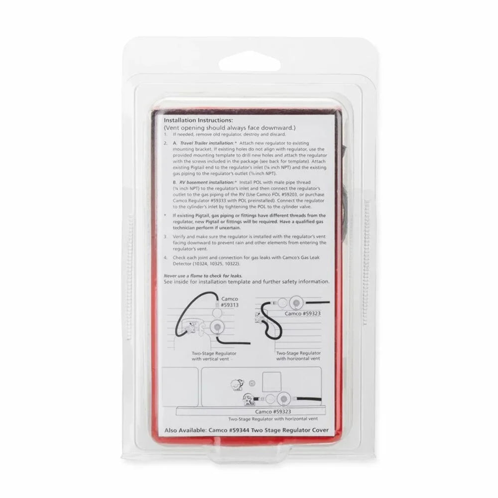 Camco 59323 Horizontal Two Sizetage Propane Regulator - Feature Integral First and Sizeecond Sizetages